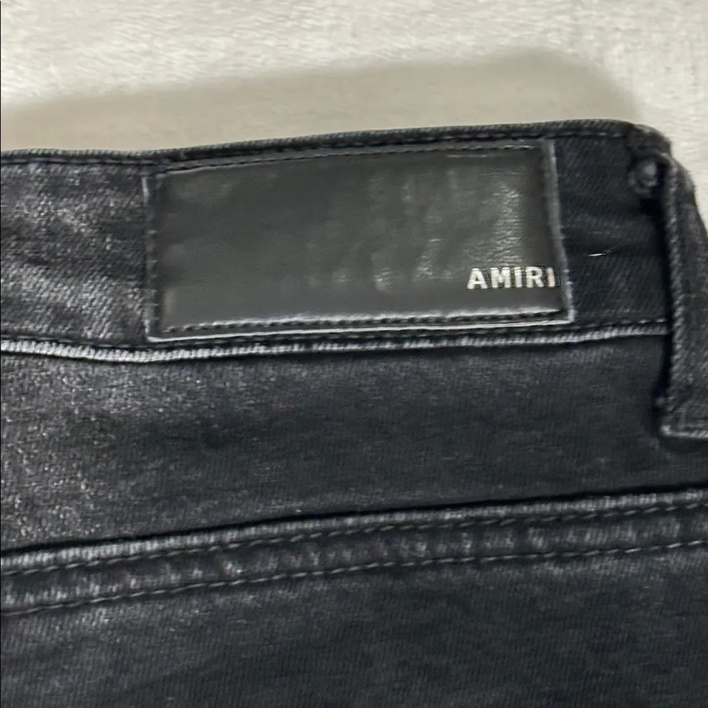AMIRI Black Distressed Denim Jeans with Colorful Underlays! - Picture 5 of 7